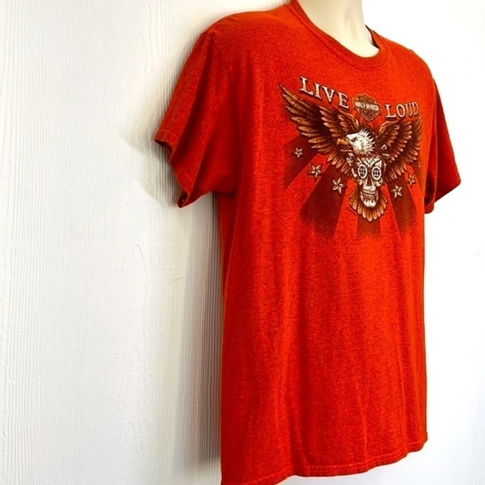 Harley Davidson - 2016 40th Anniversary New Bern NC Bald Eagle Skull T Shirt L